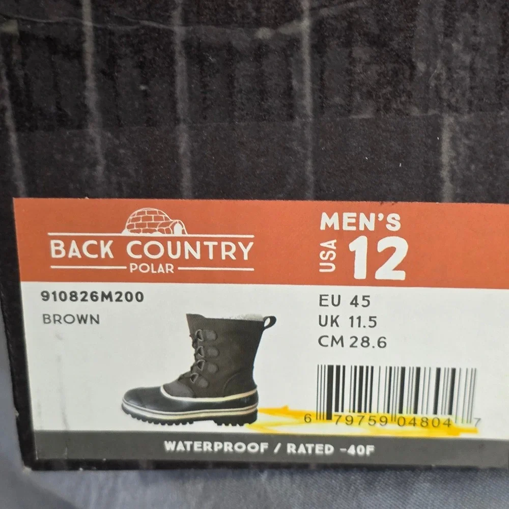 Northside Back Country Polar Mens‎ 12 Brown Waterproof Insulated -40F Boots NEW